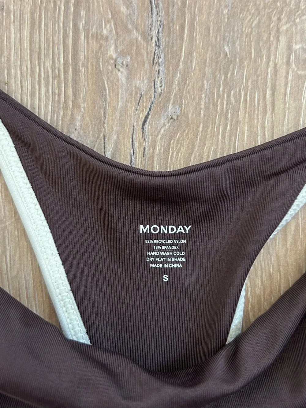 NWT New Monday Swimwear Cala Roja Top and Palma Thong in Espresso/Ivory Size S